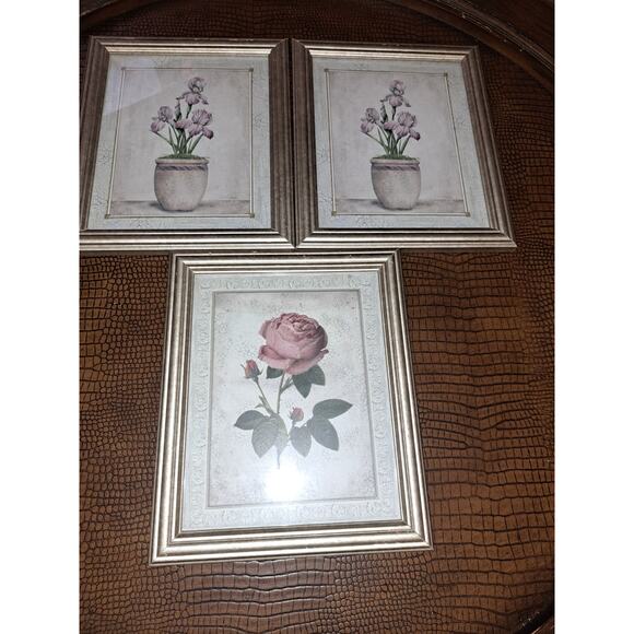 Set of 3 Floral Framed Pictures - Picture 1 of 7